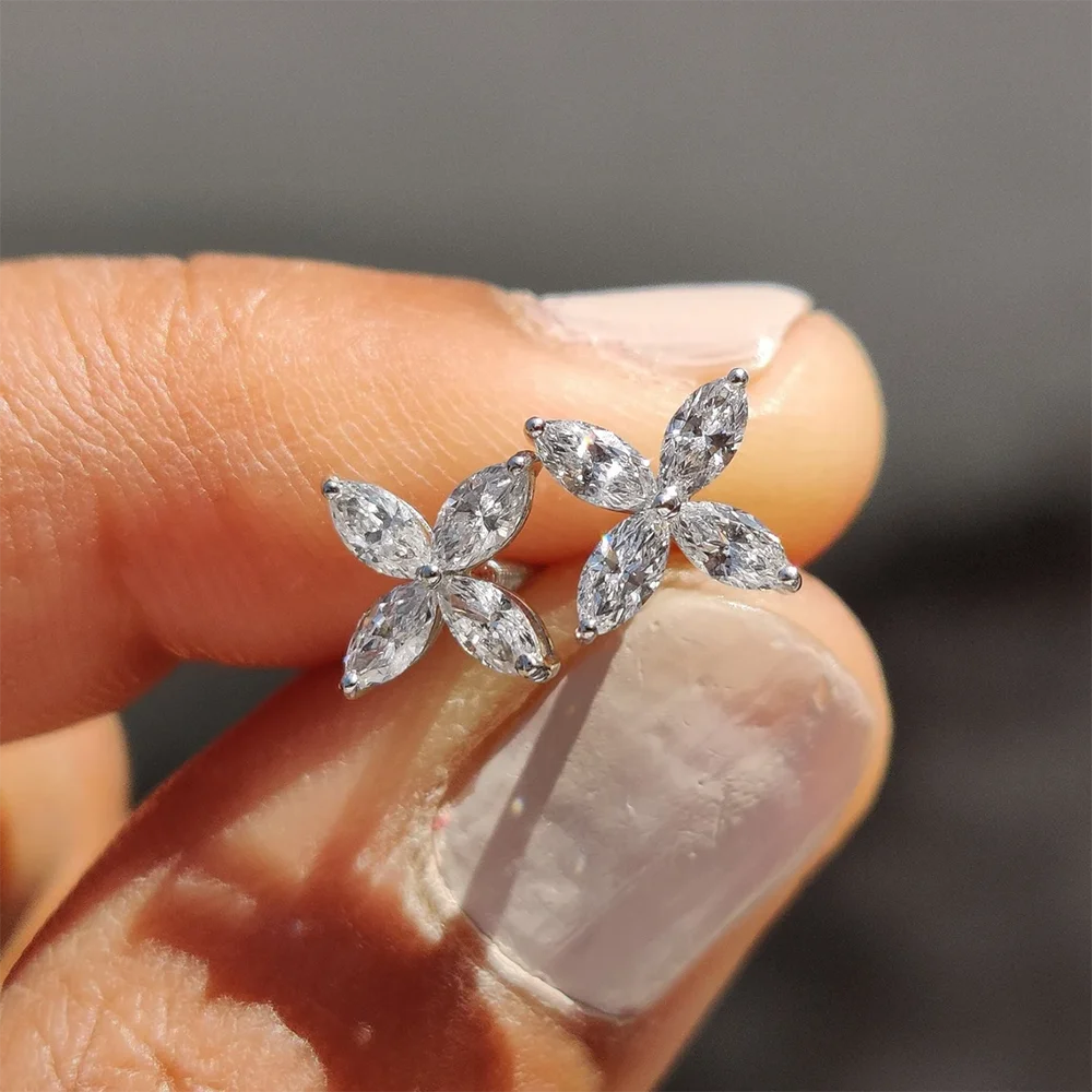 Jewelry Set Silver Jewelry Silver Jewelry Set Butterfly Moissanite Jewelry Sets for Women 925 Silver Marquise Cut Diamond Pendant Necklace Stud Earrings with Certificates