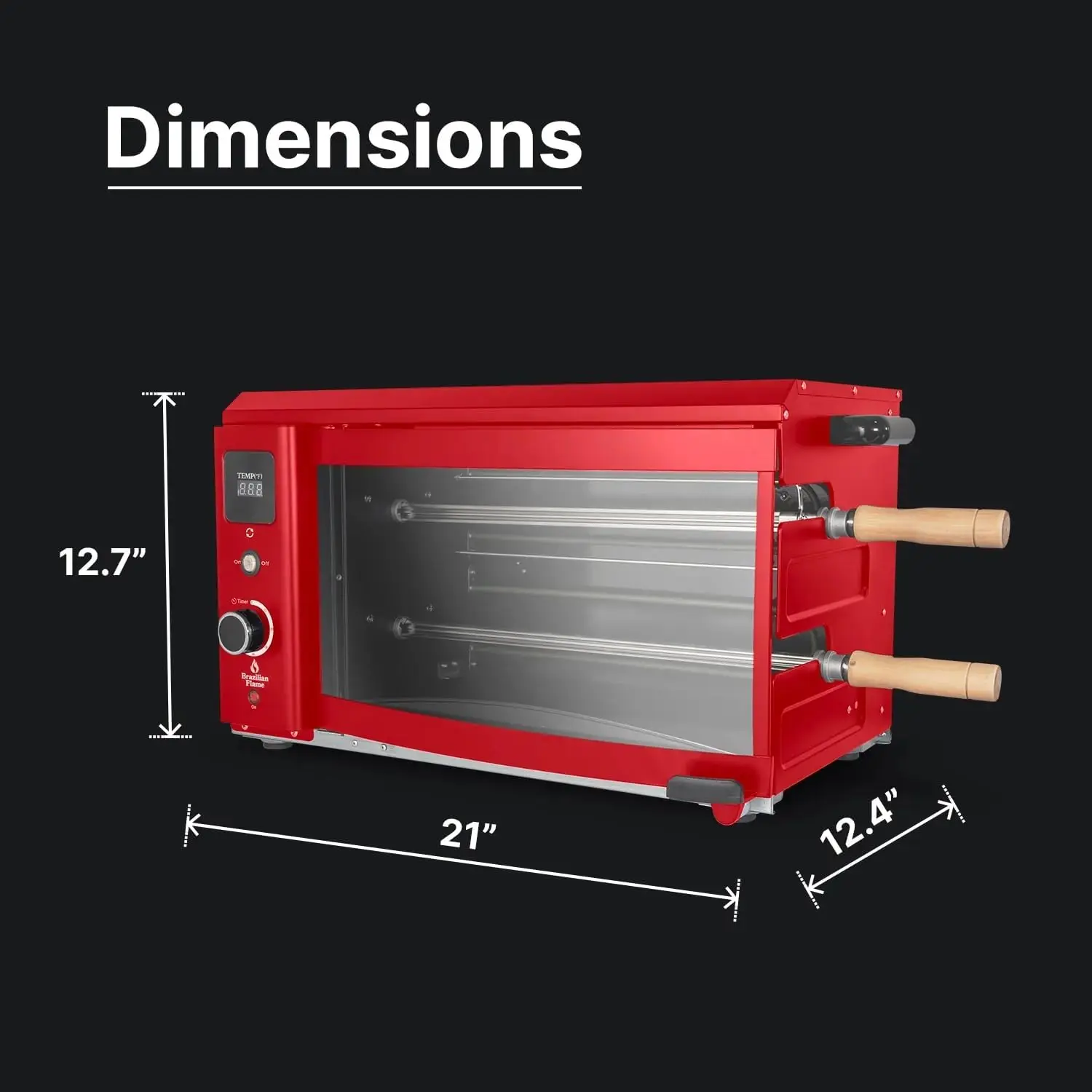 Rotisserie Grill Roaster with 2 Auto Rotating Indoor Skewers for Rotisserie Chicken, Steak, Fish, Brazilian Style BBQ, Electric 6