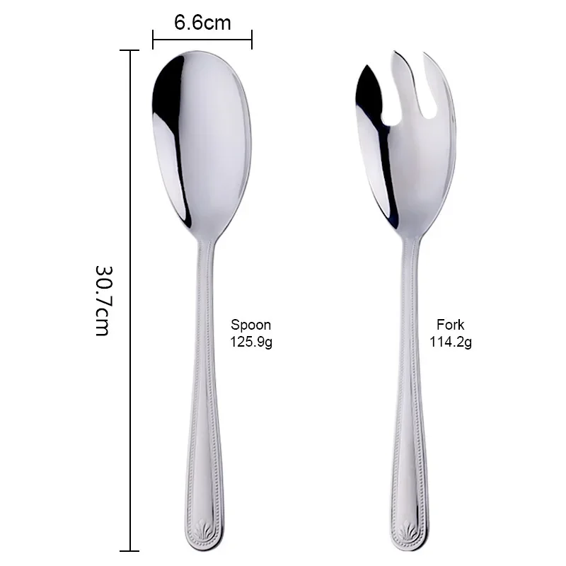 Big Salad Spoon Fork Set Stainless Steel Kitchen Food Server Pasta Utensils Public Gold Tableware Buffet Restaurant Tools tableware set stainless steel kitchen utensils