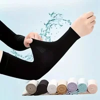 1 paire de housses de bras rafraîchissantes pour hommes et femmes, Protection solaire d'été, pare-soleil, manches en soie glacée pour le cyclisme, les Sports de plein air, le Golf 2