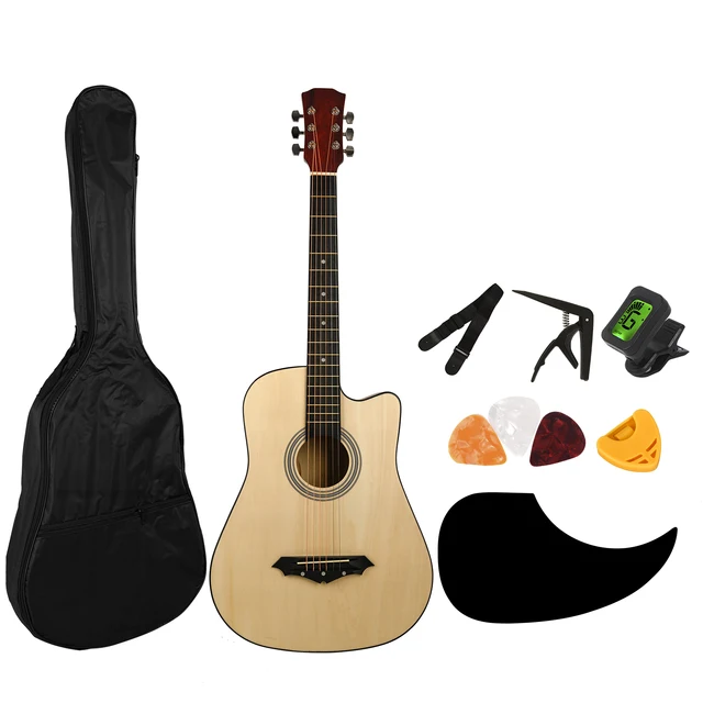 Cutaway acoustic guitar inch folk guitar hand rubbed basswood with celluloid pick bag guitar accessories
