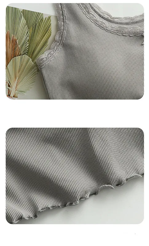 Sommer Brust Pad Spitze Leibchen Kurze Hosenträger Yoga Basis Shirt Inneren Tragen Modale Baumwolle Ein Stück Pyjamas Frauen Nachtwäsche Weste – Detail 6