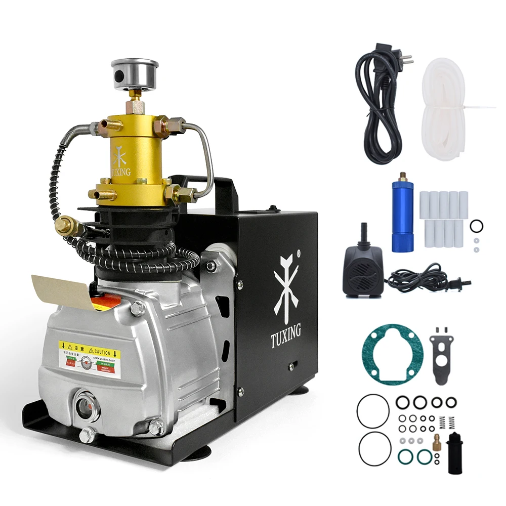 TUXING Compressore D'Aria Alta Pressione 300BAR 4500PSI Con Auto-Shutoff - Per Fucili PCP E Immersioni - 2
