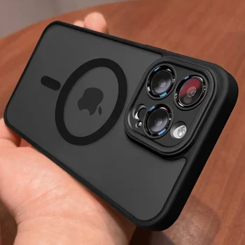 Matte Armor Wireless Charge Translucent Case For iPhone 16 15 14 13 11 12 Pro Max Plus Magnetic For Magsafe High Quality Cover 2