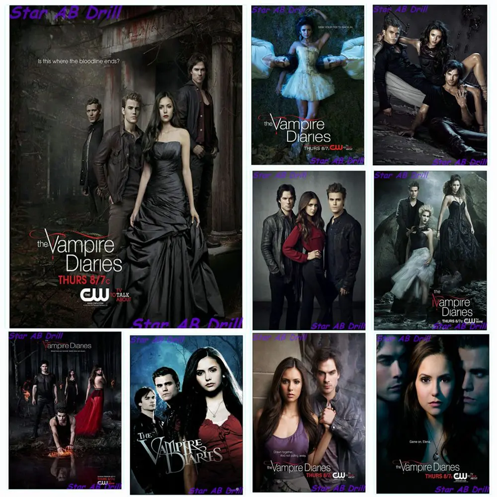 Tv Show 5D Diy Diamond Painting The Vampire Diaries Damomo Tuba Trapano Completo Mosaico Punto Croce Kit Art Home Decor Gift