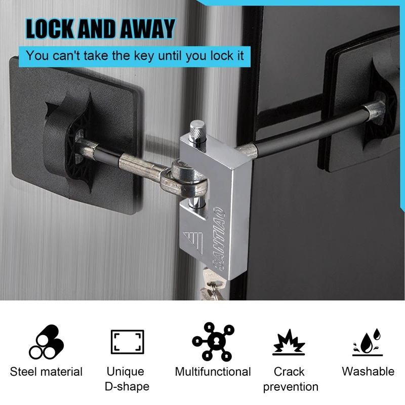 FUFU 2PCS Multifunctional Padlock Keyed Padlock Waterproof Antirust Anti-Theft Lock Pry Door Lock With 3 Keys