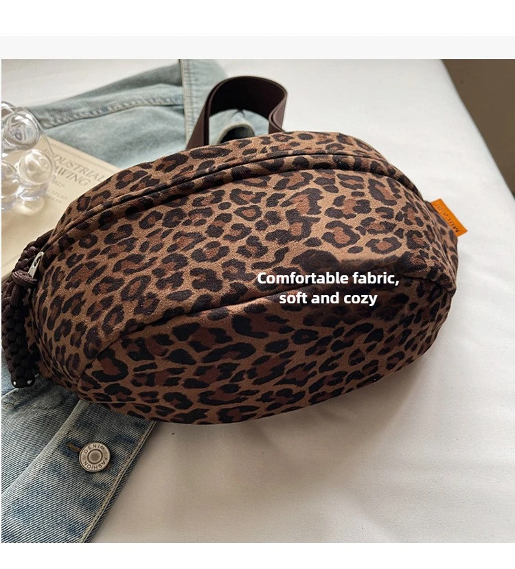 Women's Leopard Print Chest Bag, Autumn/Winter Fashion Crossbody Bag, Trendy Sporty Multifunctional Waist Bag Waist Packs bolsa