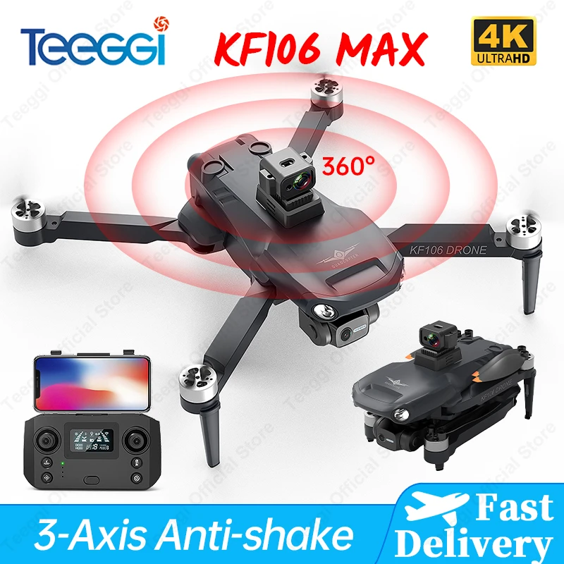 Teeggi KF106 Drone 4K Profesional 2.4G WiFi HD Camera With Obstacle Avoidance Foldable Quadcopter RC Helicopter Toy VS KF102 toy helicopter