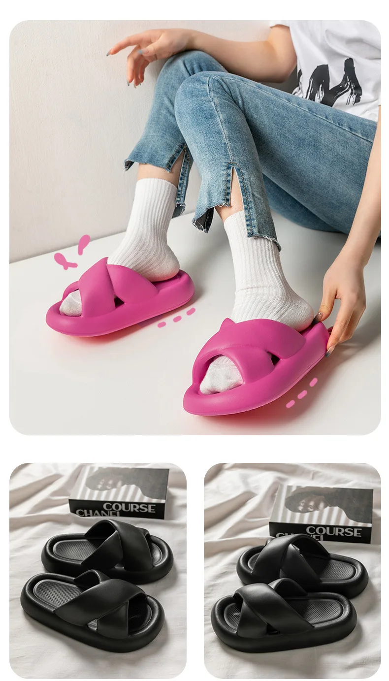 Comwarm Neue Damen-Plateau-Hausschuhe, 2025, Sommer-Hausschuhe, Crossover-Gürtel-Design, dicke Sohle, Hausschuhe, rutschfeste Strandsandalen – Detail 15