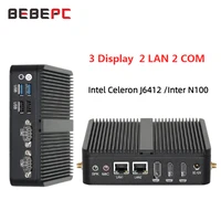 Industrial Mini PC Intel Celeron J6412 8GB DDR4 128GB M.2 NVMe SSD 2x COM RS232 2x GbE LAN 3x Display 4x USB Windows 10/11 Linux 1