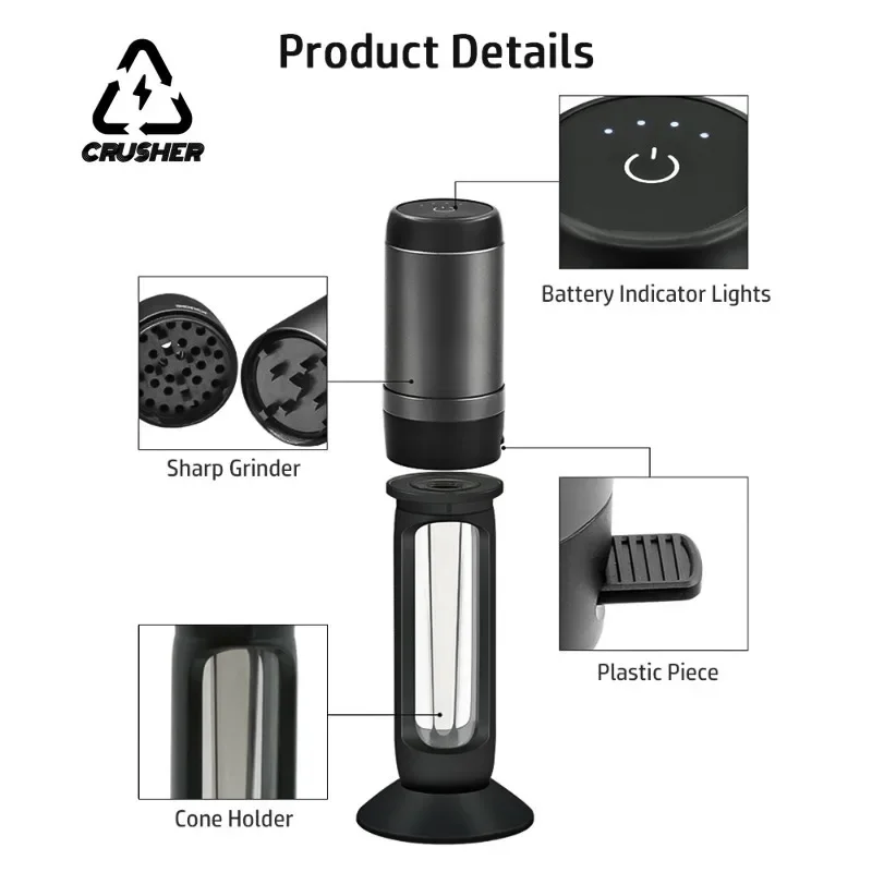 Herb Grinder Smoking Accessories CRUSHER Electric Herb Grass Grinder Horn Tube Cigarrate Filling Machine Spice Herbal Crushers for Tobacco Shop