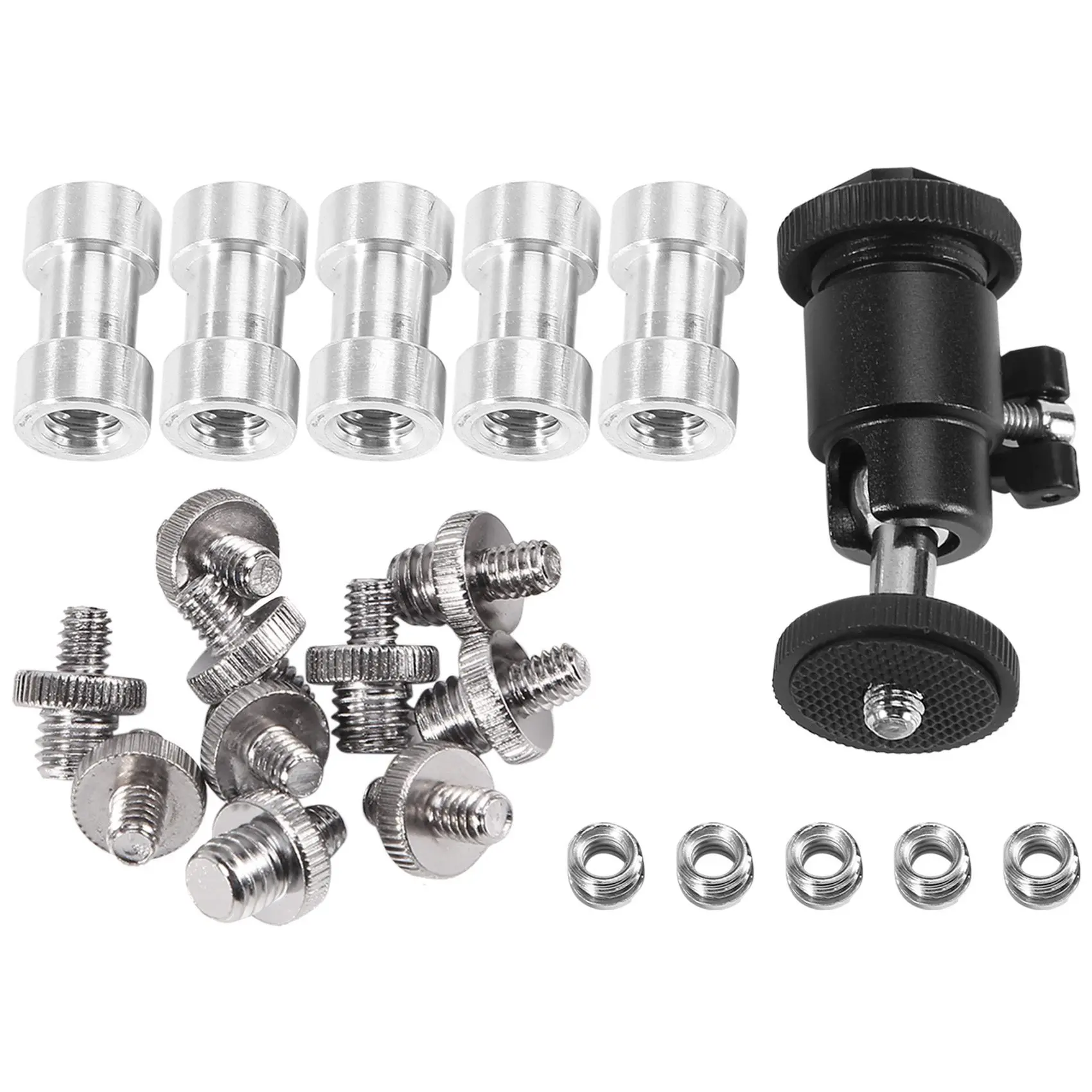 

Винт для камеры, 21 шт., резьбовые винты для преобразователя 1/4 дюйма 3/8 дюйма, 1/4 дюйма, адаптер горячего башмака, набор шариковых головок для камеры