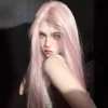 2025 Spring/Summer New Wig Mint blue Green Pink Gold Forehead Long Straight Hair Wig Female Full Headset cosplay