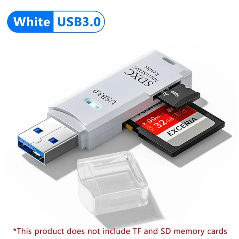 USB 3.0 Card Reader SD TF Card Multifunctional 2 in 1 Card Reader Suitable for PC Laptops