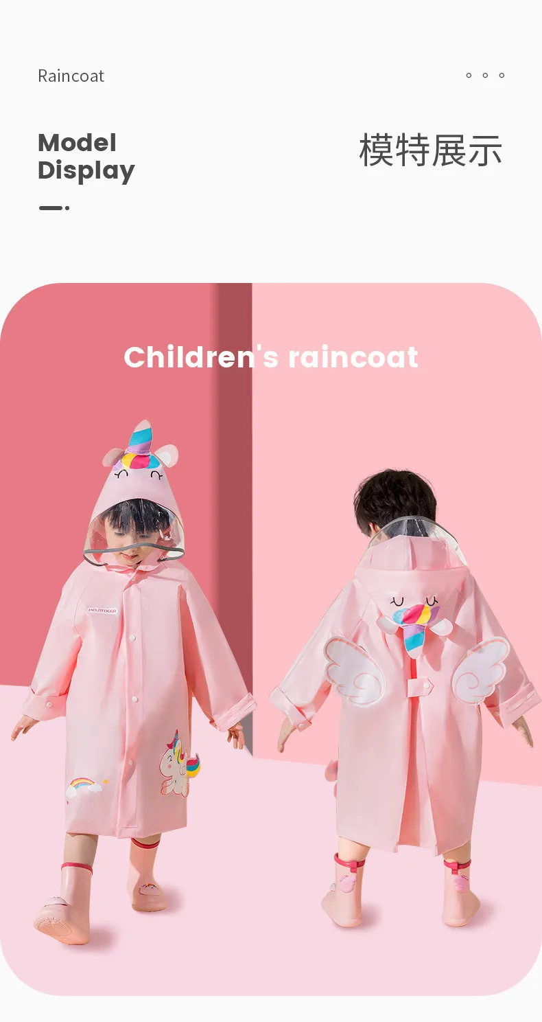 Millikin baby deer cartoon unicorn children's raincoat girls rabbit kindergarten cute poncho rain gear wholesale