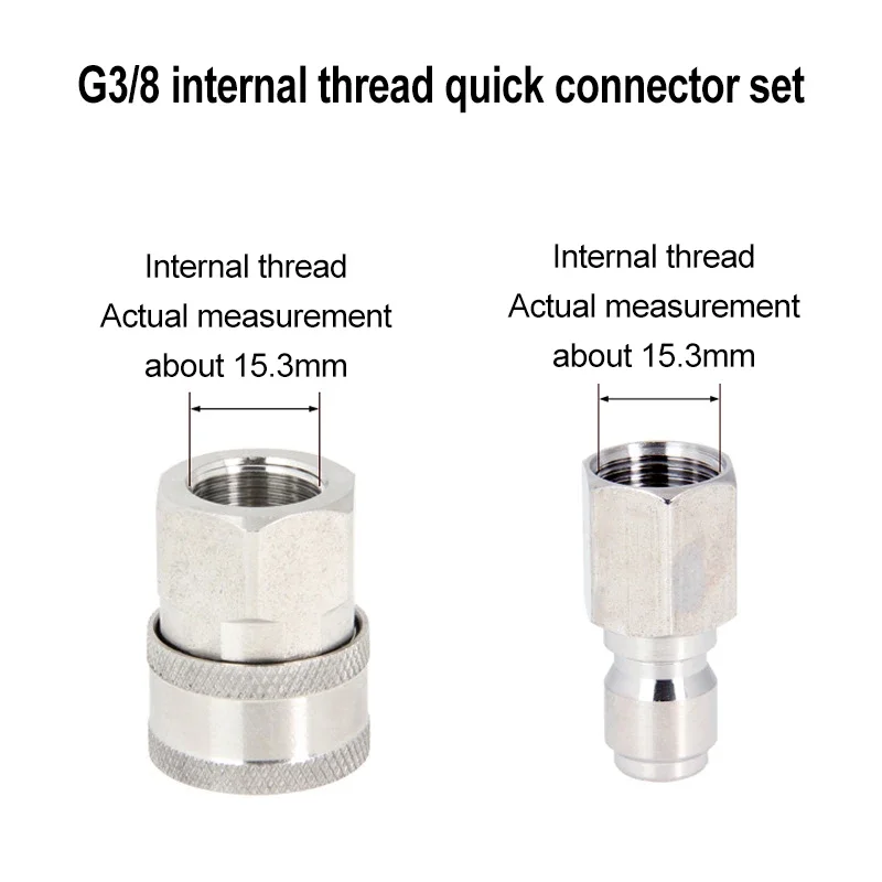Stainless Steel G3/8 Pipe G1/2 High-pressure Water Gun Quick Connector 4