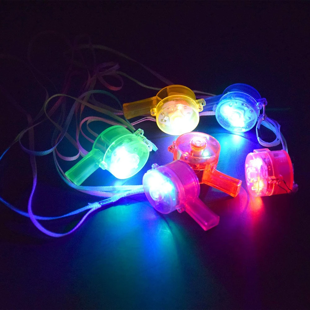 Lanyard Kids Children Colorful LED Flashing Whistle Flashing LED Whistle Light Up Glowing Colorful Pendant