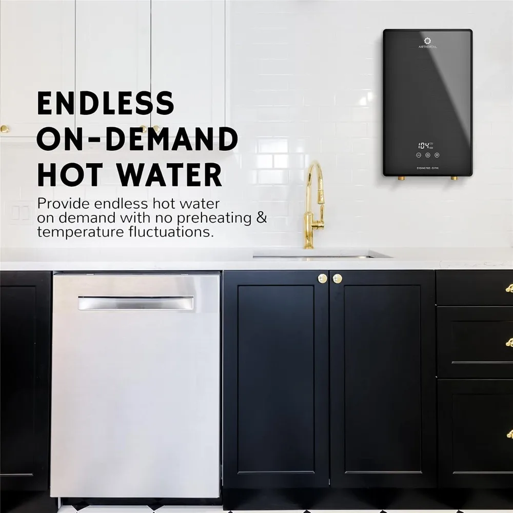 Electric Tankless Water Heater, 9kW, 240Volts-Endless On-Demand Hot Water-Self Modulates to Save Energy