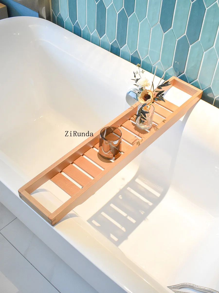 *Solid wood bathtub rack Hotel bathroom bath rack bathroom storage phone