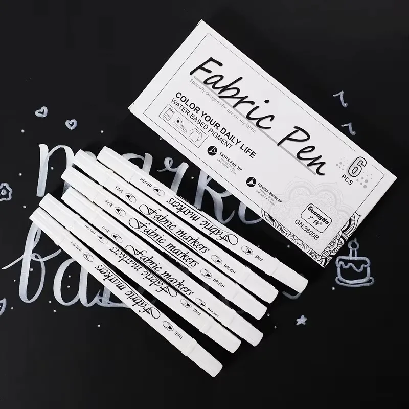 White Waterproof Permanent Fabric Textile Marker Pen Set for T Shirt Shoes Clothes Wood Stone DIY Art Graffiti Drawing Painting