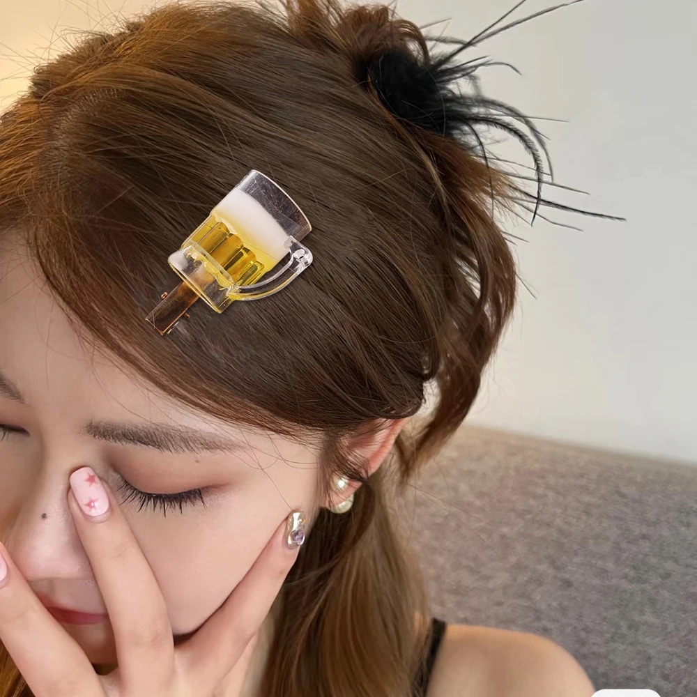 ゴシックビールヘアクリップ Y2K 女の子クリエイティブクリップサイド 