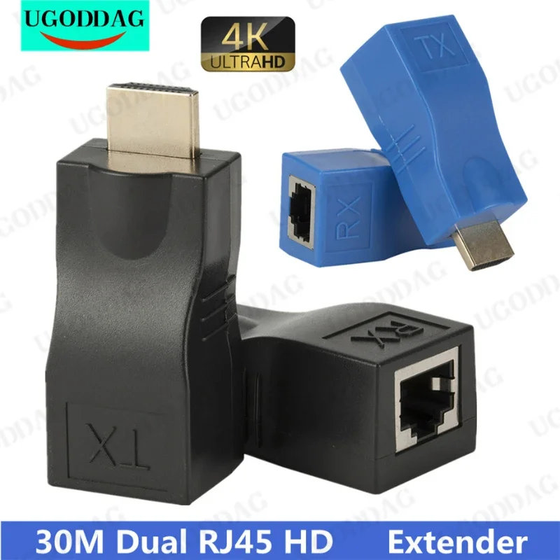 2tlg. 4K HDMI 30M Extender Auf RJ45 1080P Cat 5e/6 Netzwerk LAN Ethernet Adapter
