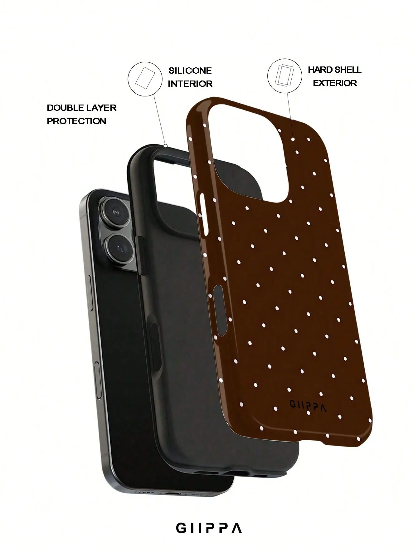 GIIPPA Brown Polka Dots Luxury Double-layer Phone Case