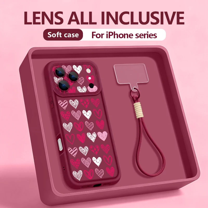 Vibrant Heart Design Phone Case with Wrist Strap – Soft TPU Cover