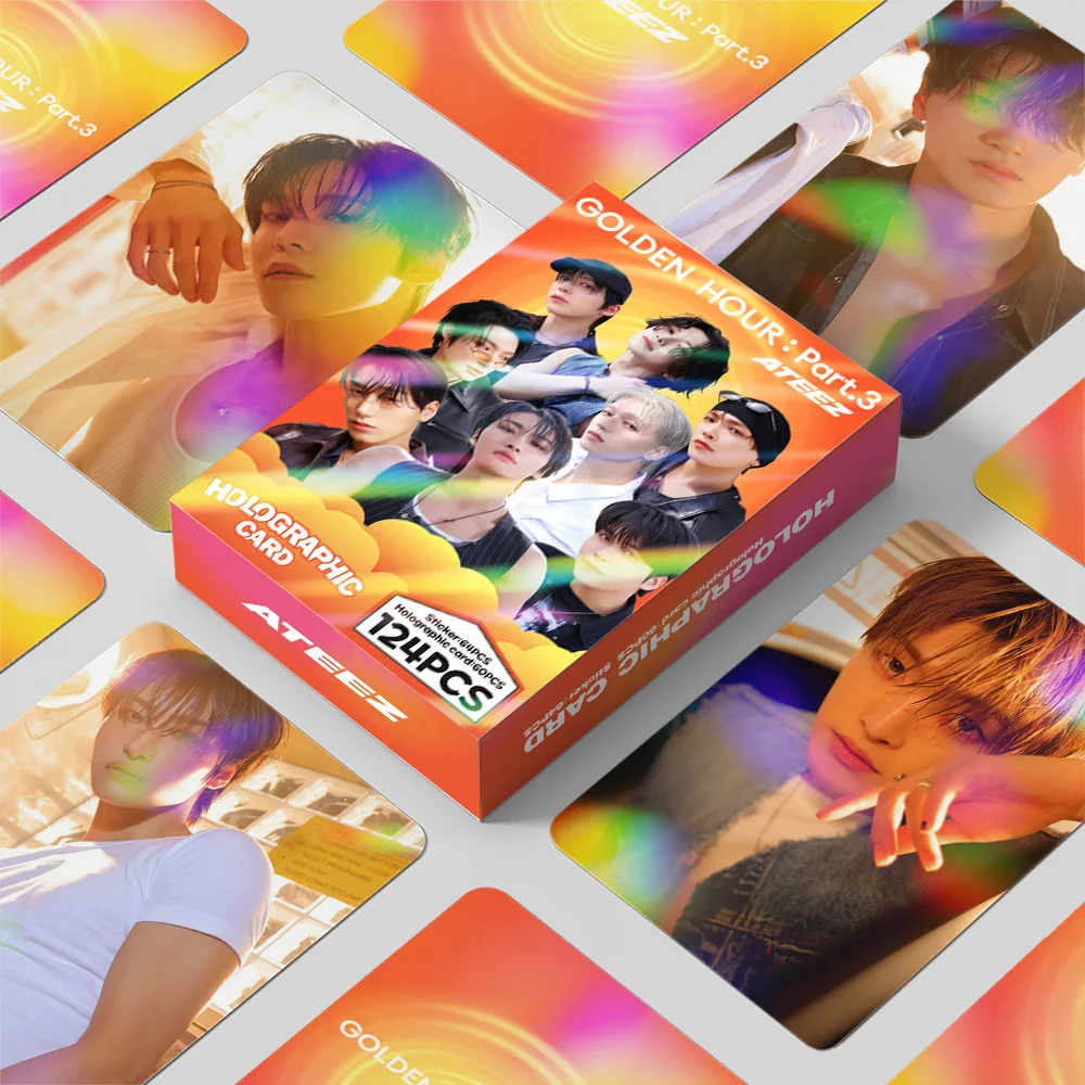 124Pcs/Set Kpop ATEEZ GOLD HOUR : PART.3 Album Holographic
