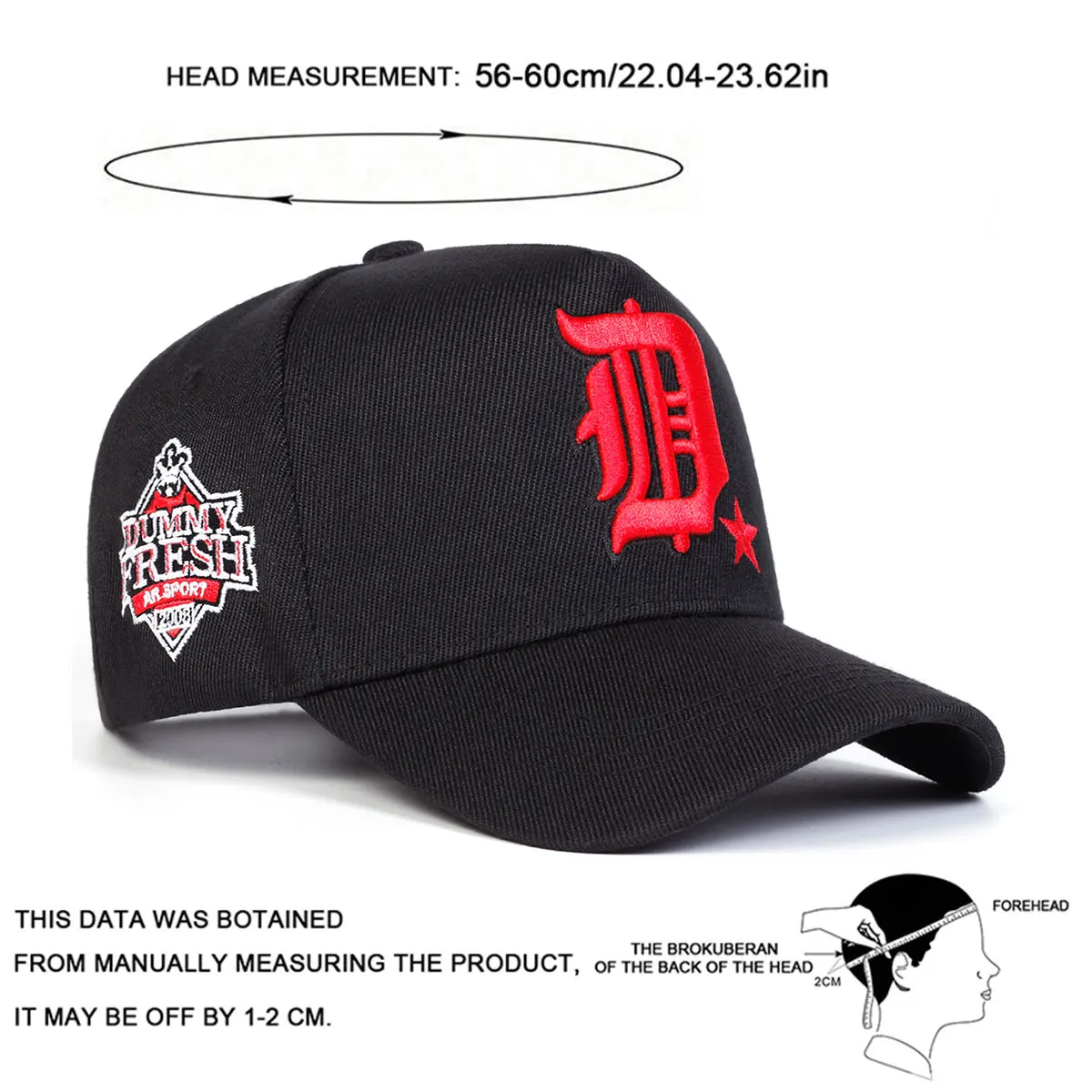Unisex Gothic Letter Embroidery Side DUMMY FRESH Baseball Caps Frühling Herbst Outdoor Sonnenschutzhut Verstellbare lässige Trucker-Mütze – Detail 8