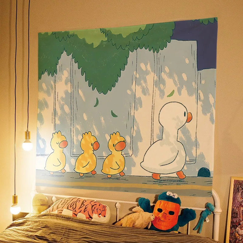 Cute cartoon duck tapestry wall hanging home bedroom dormitory room decoration wall covering background cloth tapestry decorations