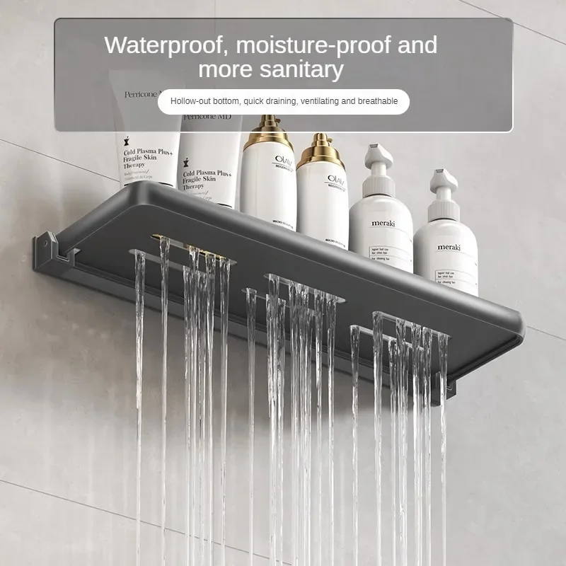 1PC Bathroom Storage Rack Foldable Bathroom Vanity Organiser No Hole Hanging Organiser Vanity Organiser Bathroom Organiser Shelf 6