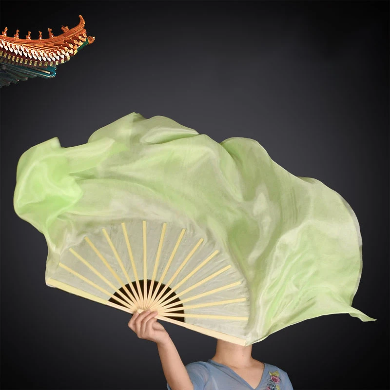 10-60cm Women Folk Dance Fan Half Circle Green Gradient Silk