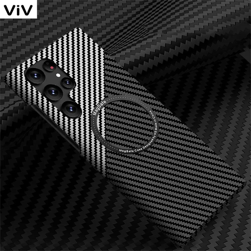 

Luxury Matte Carbon Fiber Magnetic Macsafe Case for Magsafe Samsung Galaxy S22 Ultra S21 Plus S22ultra Mac Safe Case Accessories