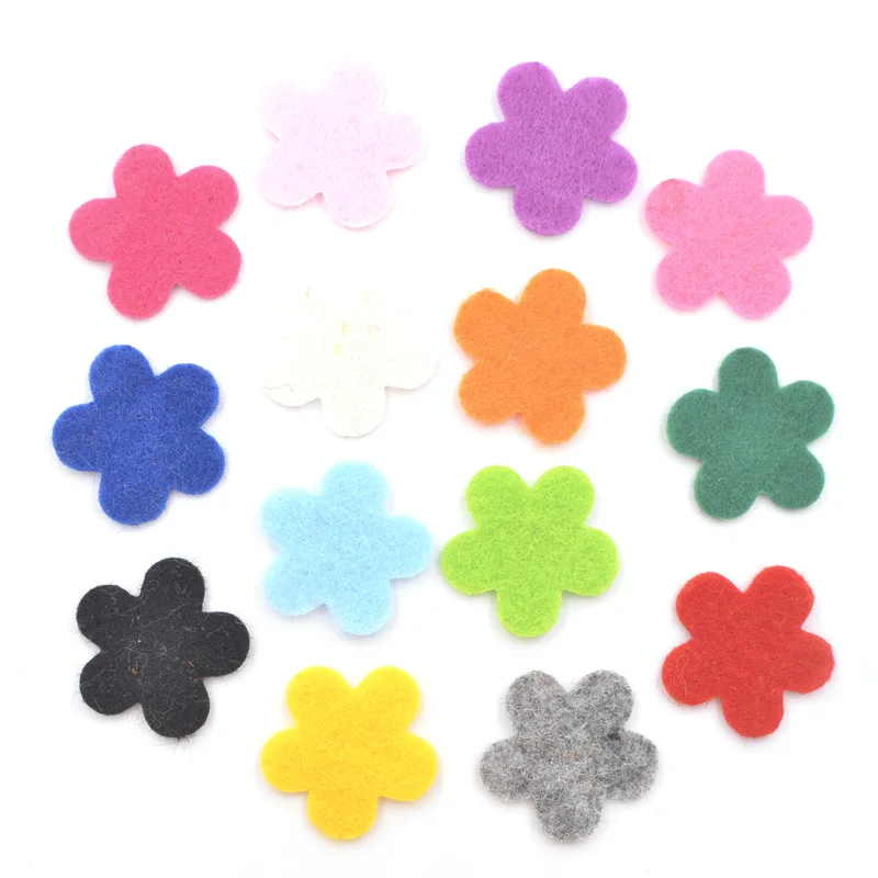 200 Stück 20 mm gemischte Stoffflicken, Blumen-Vliesfilz-Applikationen zum Basteln, Kleidung, Nähen, DIY, Scrapbooking-Zubehör