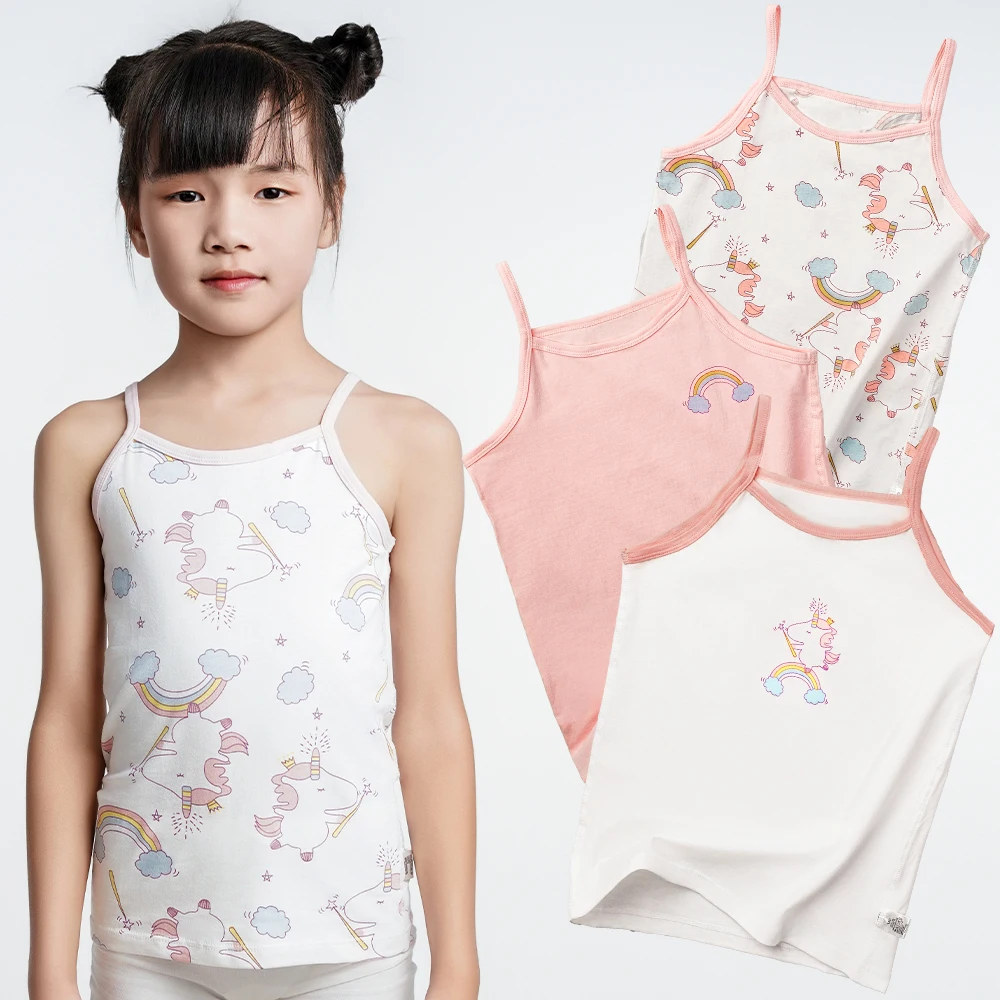 3Pcs/lot Kids Cartoon Underwear Cotton Tank Tops For Girls Cami Undershirt Young Teens In Lingerie Sport Top Vest Size 1-10T 1