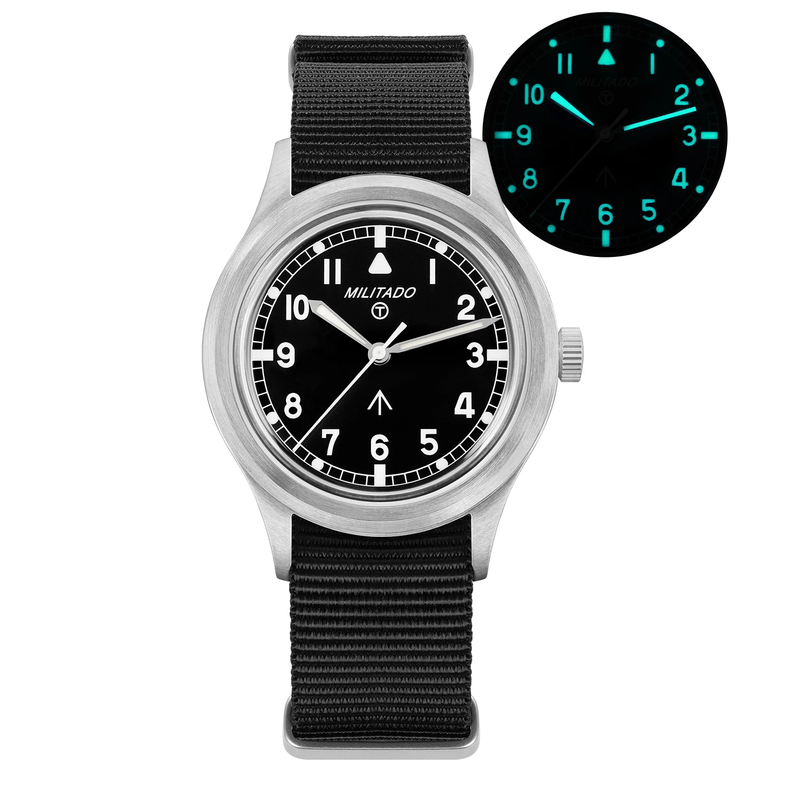 Vintage Militado ML22 Quartz Watch – Black/Yellow/White Dial, Nylon Band