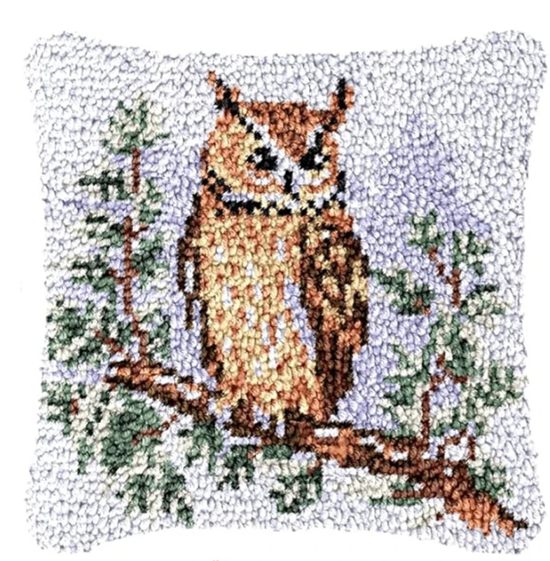 Owl/Butterfly Bird Latch Hook Pillow Hooks Hand Knitted Embroidery Carpet Pillow Embroidery Latch Hook Kits Smyrna Package