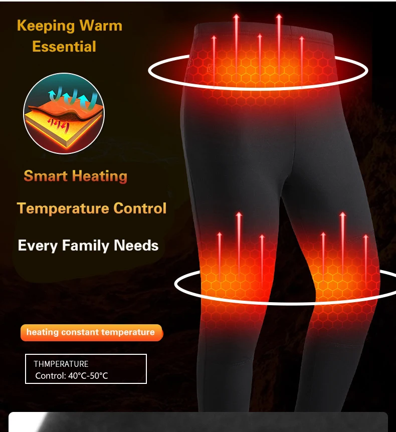 Heated Underwear Suit Winter Outdoor Thermal Heated Jacket Men Ski Suit USB Electric Heating Clothing Fleece Thermal Long Johns