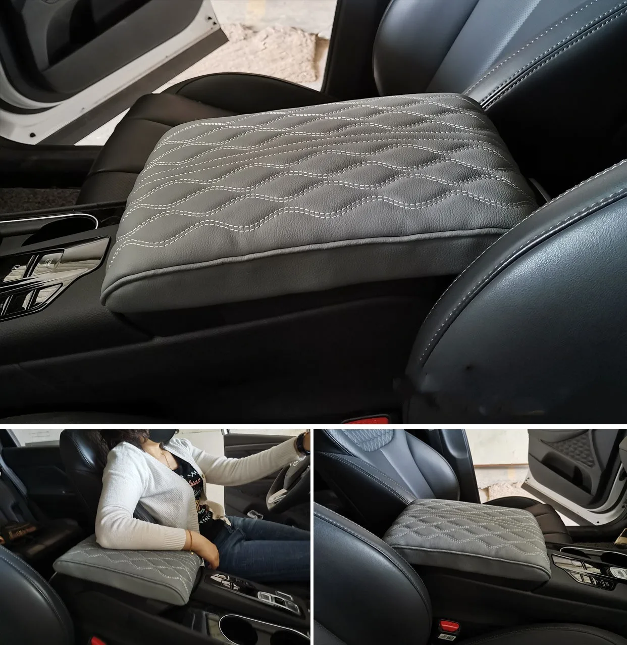  Accoudoir Console Centrale Voiture Accoudoir Tapis Console  Centrale Accoudoir Protection Coussin Auto Accoudoir Boîte Rangement  Antipoussière Couverture Pad Universel Cuir PU (Taille : S-A 29x28x1cm