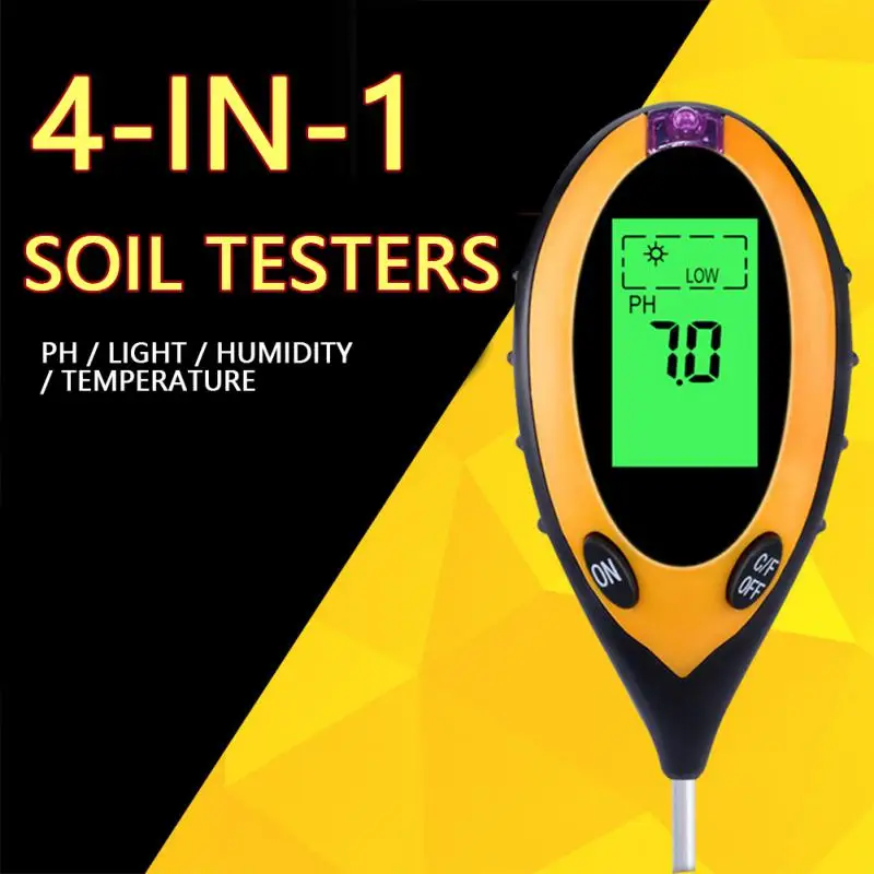 4 in 1 Soil PH Meter Soil Tester PH Moisture Meter Temperature Sunlight Intensity Measurement Analysis Soil Acidity Test 1