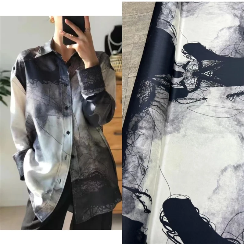 

Silk Fabric Ink Painting Printed Shirt Cheongsam Tang Suit Silk Fabric