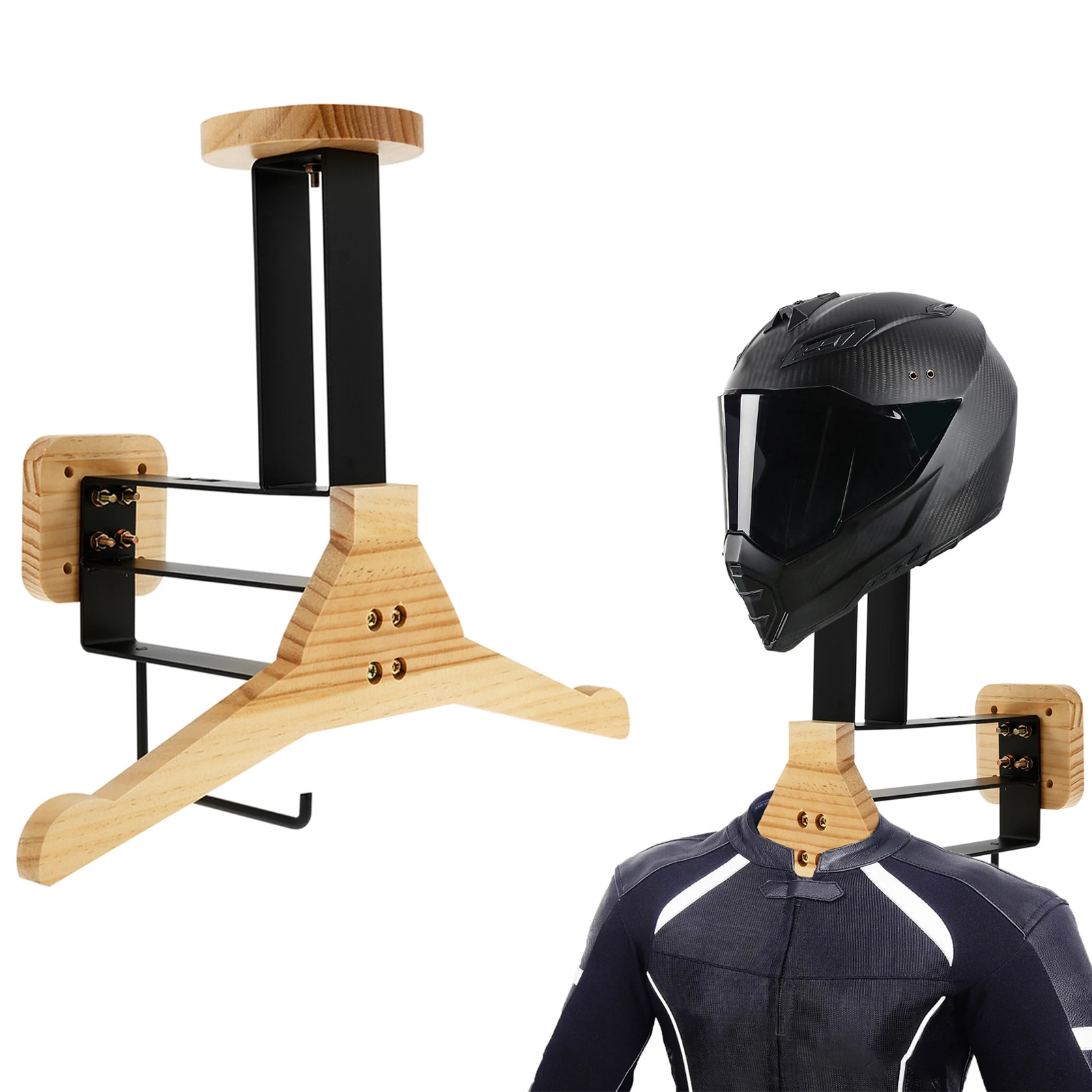 Wood Motorcycle Helmet Holder Storage Rack