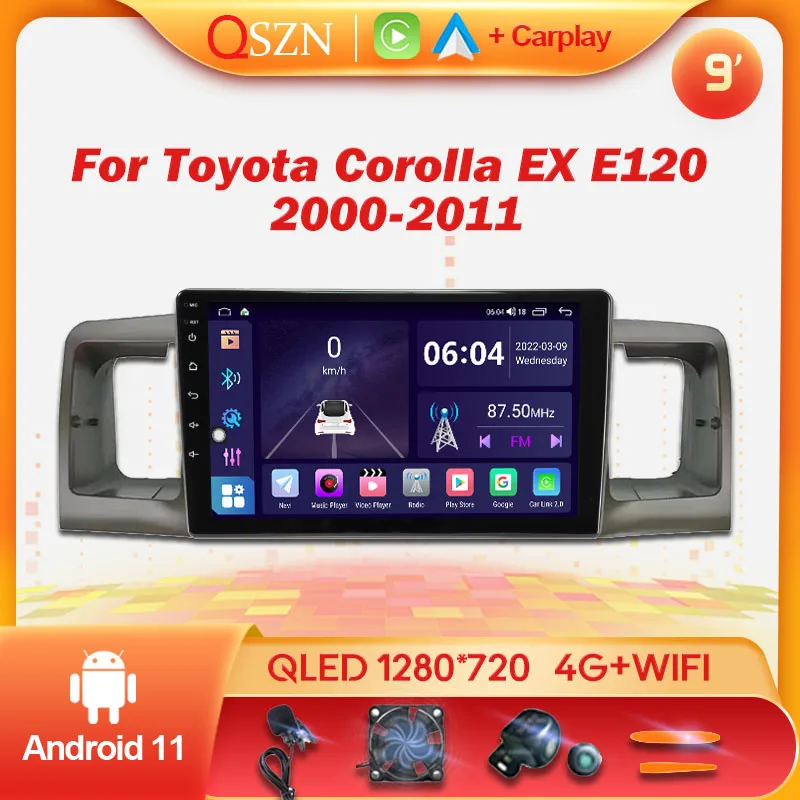 

QSZN QLED For Toyota Corolla EX E130 E120 2000-2011 BYD F3 Android 12 Car Radio Multimedia Video Player GPS AI Voice CarPlay 4G