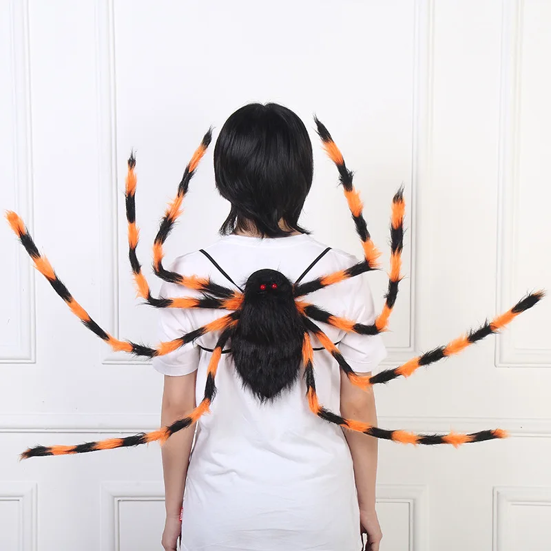 

Horror Plush Spider Decoration Halloween Candy Bag Big Spider Shape Backpack Trick Or Treat Prop Halloween Kids Costume