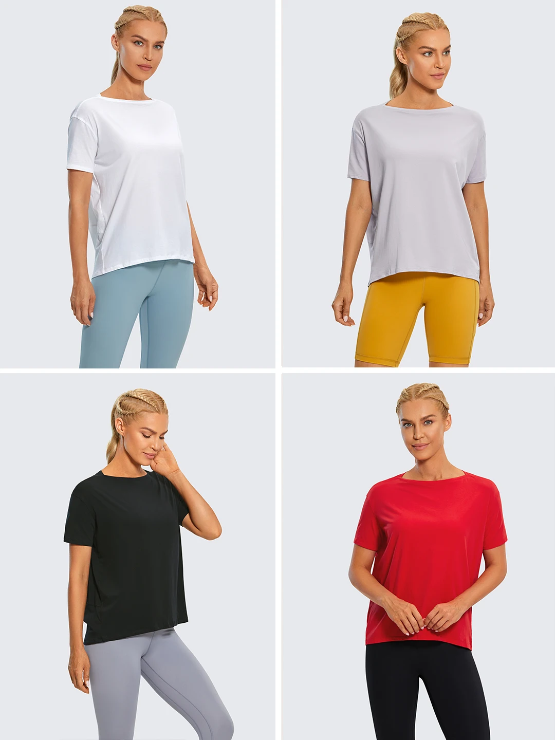 CRZ YOGA Women's Pima Cotton Short Sleeve Shirts Loose Fit Gym Workout T-Shirt Athletic Casual Tops sports t shirt yoga shirt sports shirt