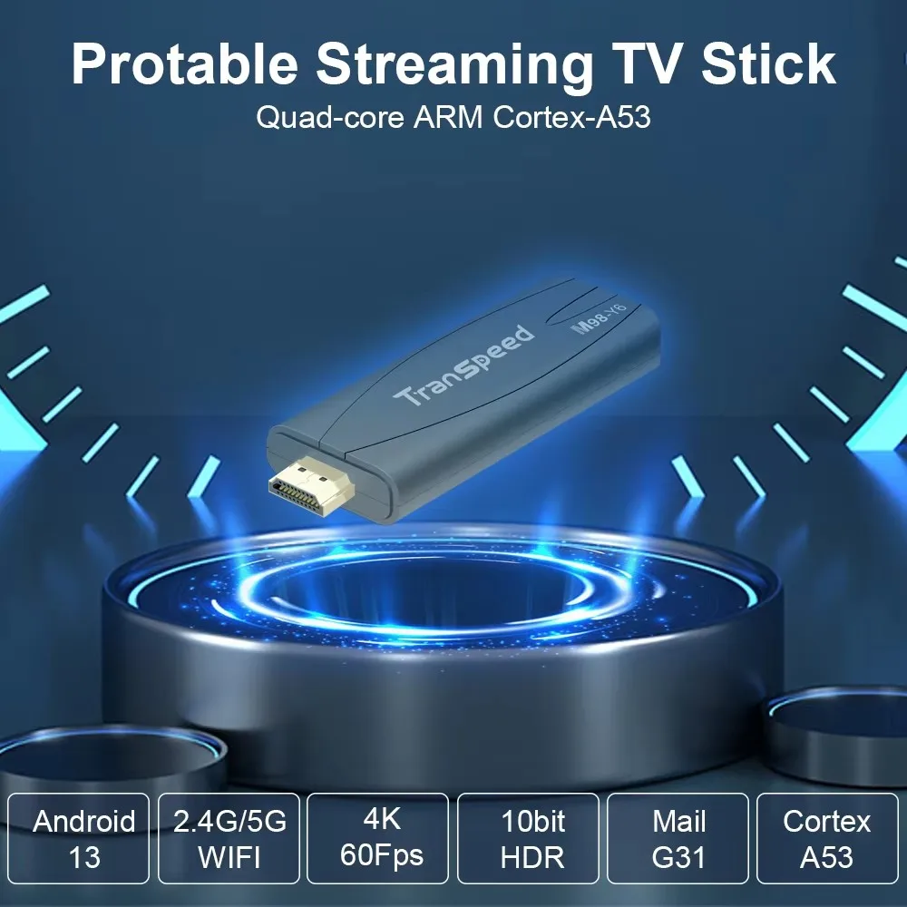Transpeed TV Stick Android 13 ATV With TV App 4K 3D TV Box 2.4G&5G Voice Assistant Control Media Player TV Receiver Set Top Box - 3