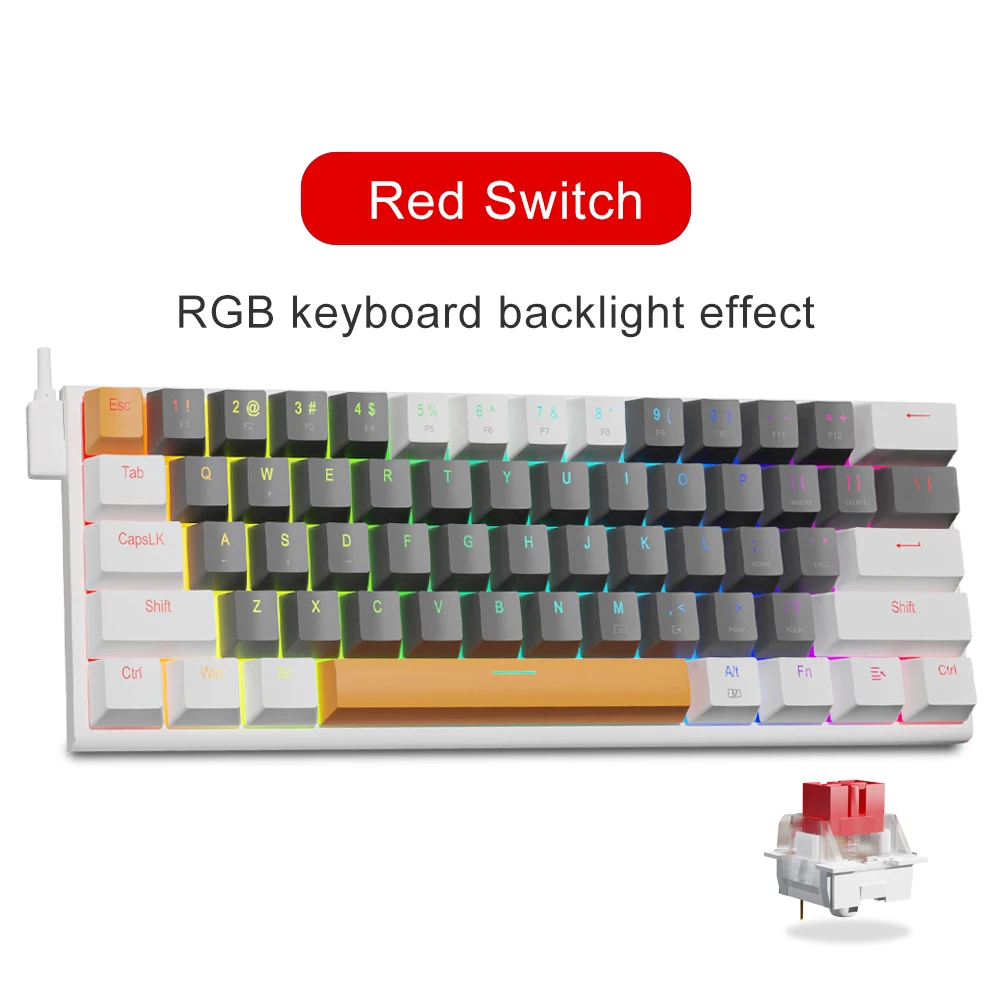 E-YOOSO Z11 rgb usb 60% ミニメカニカルゲーミングキーボード青赤