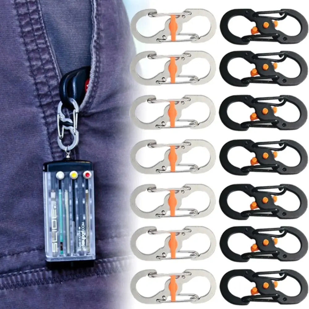 

Camping Anti-Theft Backpack Buckle 8 Shaped Buckle With Lock Anti-theft Lock Mini Keychain Hook S Type Carabiner Key-Lock Hook