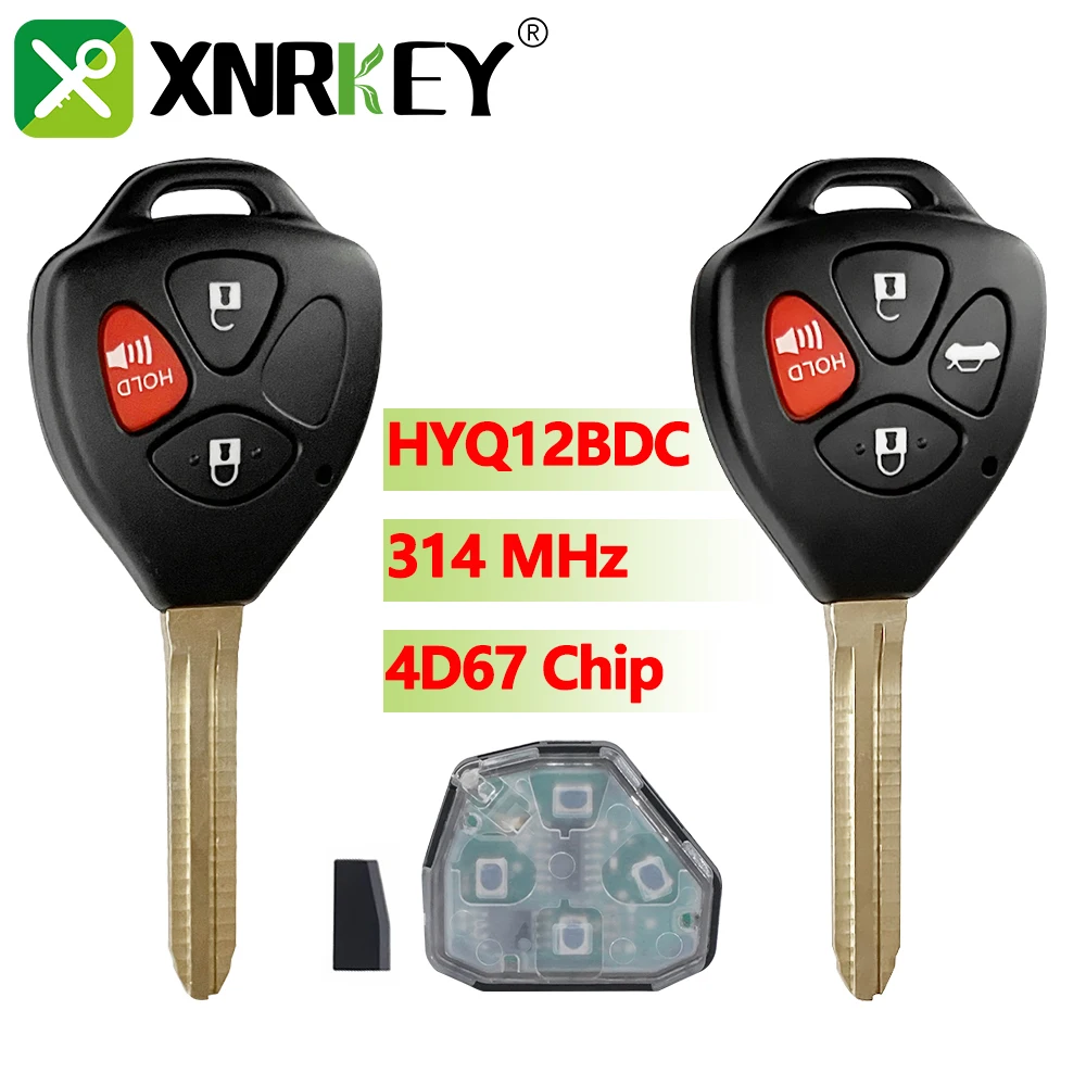 XNRKEY HYQ12BDC 314 МГц 4D67chip 3/4 кнопки Автомобильный Дистанционный ключ для Toyota speedmatrix RAV4 Yaris Venza tC/xA/xB/xC